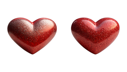 two red hearts collection isolated on transparent background