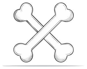 Two Crossing Bones in Doodle Style: Skull and Crossbones Danger Sign Illustration