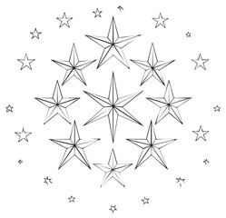 Obraz premium Starry Galaxy Outline Pattern with Festive Celestial Shapes