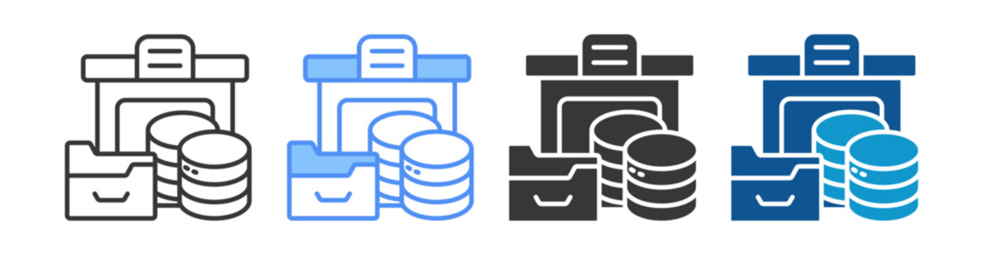 Data Warehouse Icon Set Multiple Style Collection