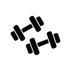 Simple black silhouette of two dumbbells on a white background
