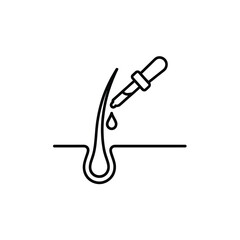 Hair growth serum dropper applying treatment to hair follicle