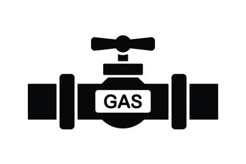 Black and white icon of a gas pipeline valve