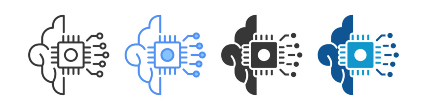 Machine Learning Icon Set Multiple Style Collection