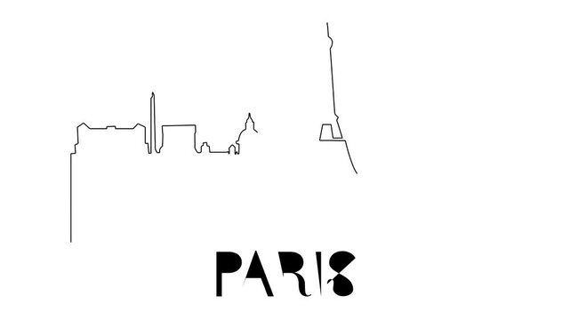 Animation Of Paris City Line Draw Simple Minimalist