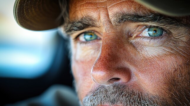 Close-up portrait of man's intense gaze