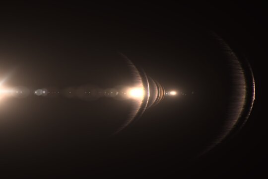 Golden Ring Lens Flare Effect Overlay​, Radial Orbit Lens Flare Light Mockup​, Cinematic Lens Flare Rings on Dark Background - Powered by Adobe