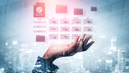 Task management workflow dashboard visualizing to-do lists, ongoing tasks, review status, and...
