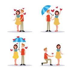 Flat Valentine's Day Animal Couple Collection