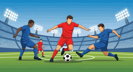 Obraz premium Soccer players in action during a competitive match on the field 2.