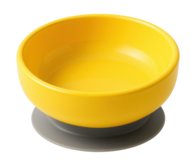 Suction base toddler dish to prevent spills during mealtime in the dining area.