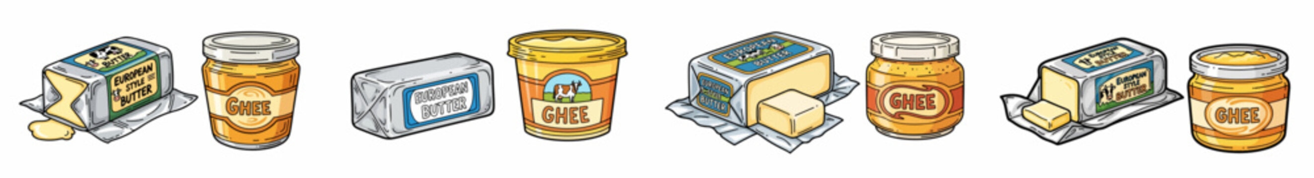 Butter and ghee containers assortment for food packaging