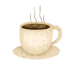cup of tea watercolor hand drawn.