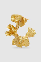 Golden abstract hoop earring fine jewelry art isolated on white background