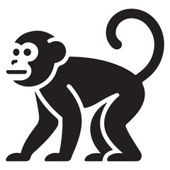 Monkey silhouette, black vector icon style, simple shape, clean