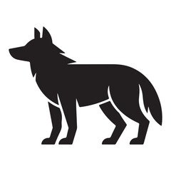 Wolf silhouette, black vector icon style, simple shape, clean