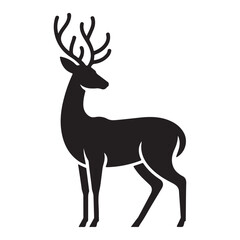 Deer vsilhouette, black vector icon style, simple shape, clean