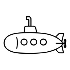 Simple Line Art Icon of a Submarine