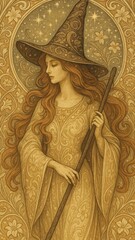 Obraz premium Mystical witch in ornate attire.
