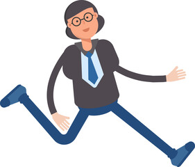 Business Woman Character Running Illustration
