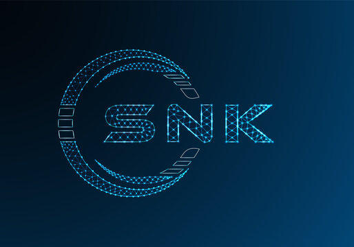 SNK low poly letter logo vector design. SNK lower poly logo design. Low poly logo.