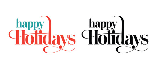 Happy holiday festive text typography vector illustration on white background.