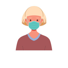 Pixel Art Portrait of a Person Wearing a Teal Face Mask and a Maroon Shirt with a Light Blonde Bob Hairstyle Against a Transparent White Background Featuring Subtle Pink Tones