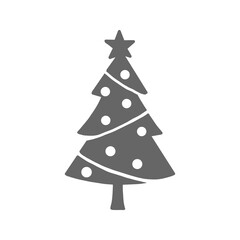 Christmas Tree Silhouette with Star 星付きクリスマスツリーのシルエットイラスト	
