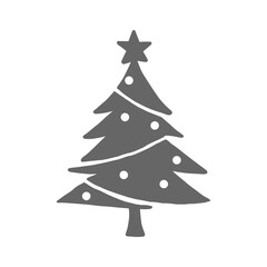 Christmas Tree Silhouette with Star 星付きクリスマスツリーのシルエットイラスト	