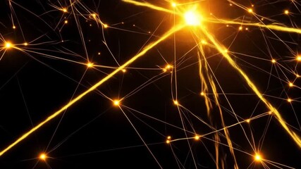 Abstract Glowing Network Connections on Black Background, Digital Communication Concept. - Powered by Adobe