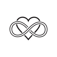 Minimalist Heart Logo Design Infinity Loop Heart Vector Illustration on white back ground