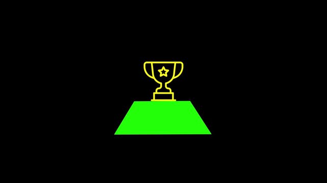 Green trapezoid shape on black background geometric