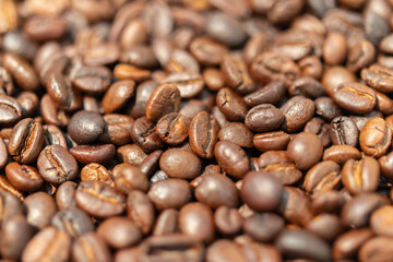 Fresh premium roasted brown Arabica coffee beans background