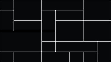 Abstract black and white geometric grid design with multiple rectangular frames for a dynamic photo collage template