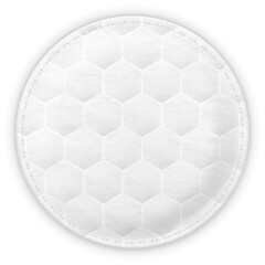 Cosmetic cotton pad disk, vector realistic white round pad with honeycomb pattern on the surface texture, soft skin care