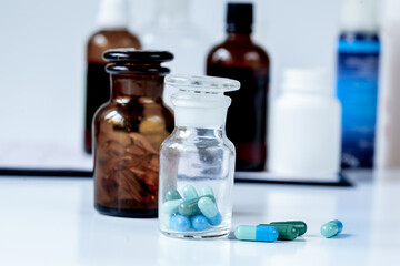 bottled pills in doctor's office no one