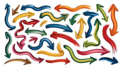 Collection of colorful wavy arrows pointing in various directions