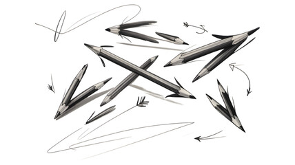 Abstract arrangement of sharp metallic objects against a dark background