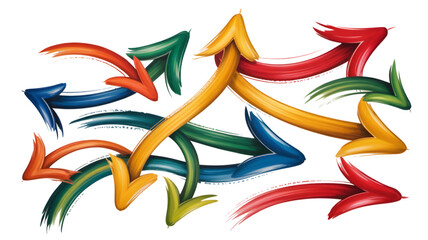 Vibrant abstract arrows pointing in multiple directions on black background