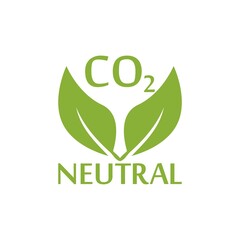 CO2 neutral green icon isolated on white background