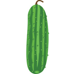 Pixel Art Style Green Cucumber with Textured Skin and Stem Isolated on Transparent Background Detailed Vegetable Illustration
