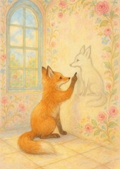 Obraz premium Whimsical fox drawing dreamscape