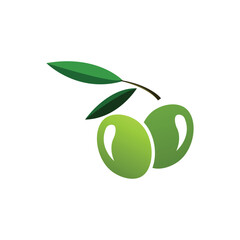 Glossy Green Olives with Leaves – Minimalist Mediterranean Icon