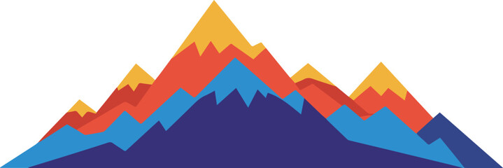 Colorful Mountain Range Peaks in Layered Landscape Design
