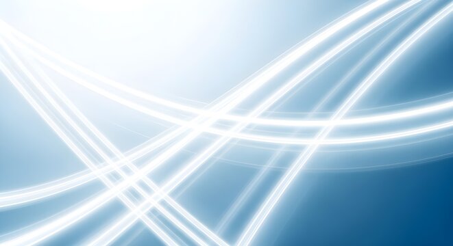 Futuristic blue abstract background with glowing white dynamic speed light trails