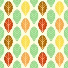 Autumn leaves hand drawn seamless pattern,Primitive retro seamless background with leaves.for fabric and textile, wallpaper, packaging design or any desired idea.
