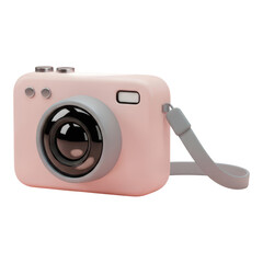 Pink toy camera isolated on transparent background for kids to play with