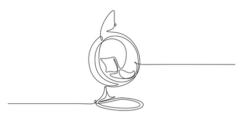 Hanging Swinging Chair continuous single line art vector illustration,
