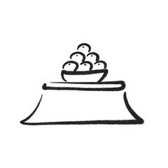 墨絵のモノクロのシンプルなこたつとみかん　正月素材・冬