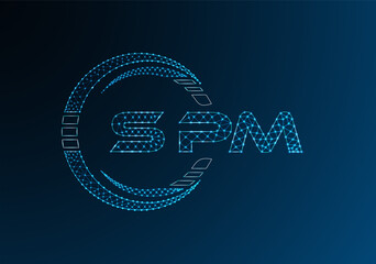 SPM low poly letter logo vector design. SPM lower poly logo design. Low poly logo.